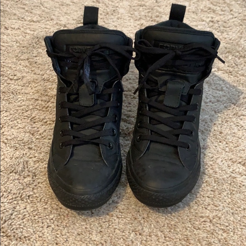 Women’s mono black Converse high tops